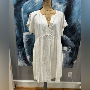 White linen rayon blend dress